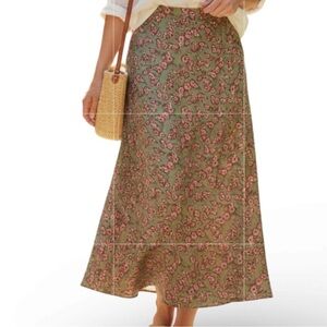 Dip Green Floral Lined Bohemian Peasant Maxi Skirt NWT Dip Large Festival Fairy